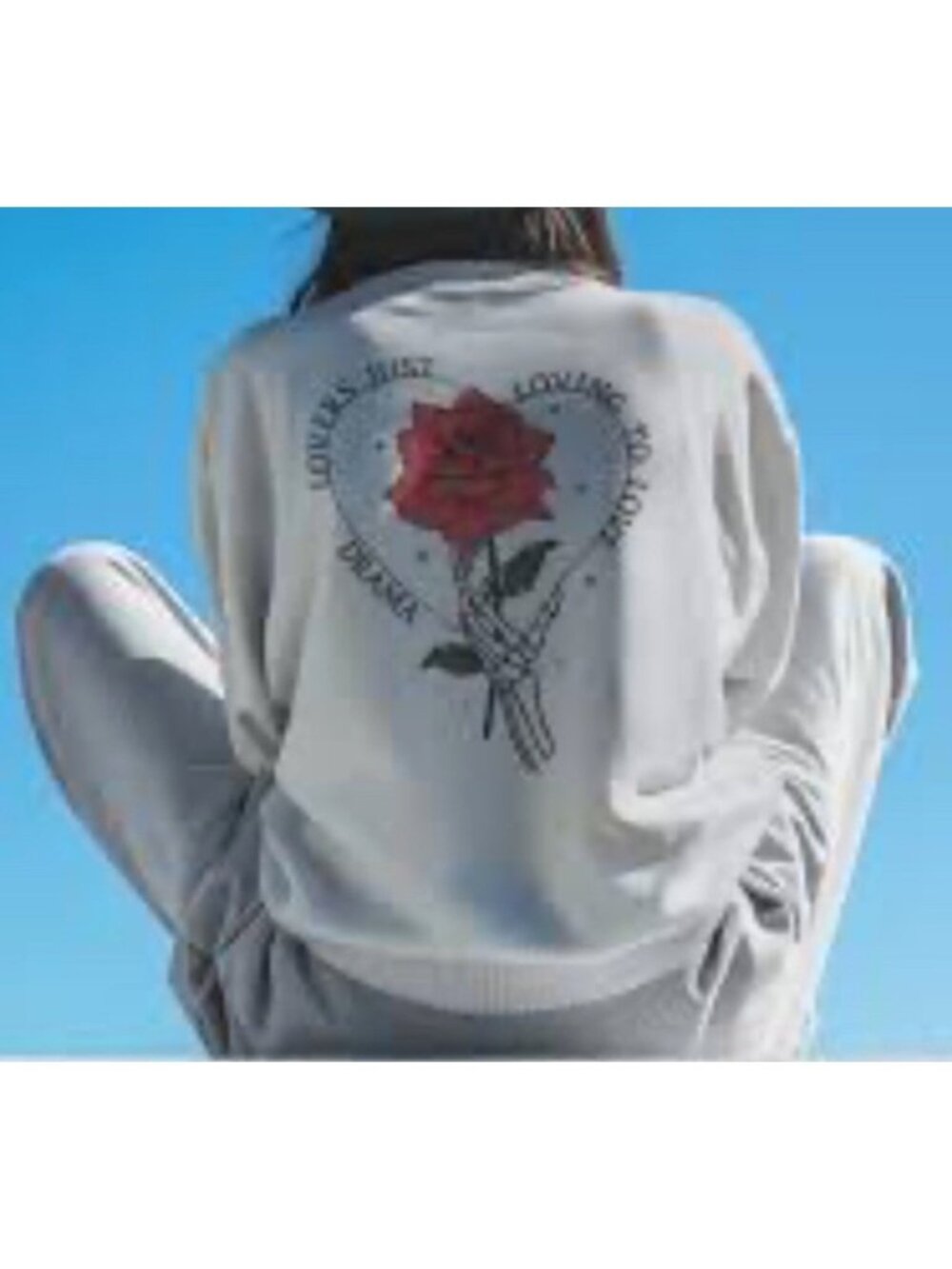 Drama Women's Sz Medium Gray Lovers Just Loving To Love Rose Graphic Sweatshirt